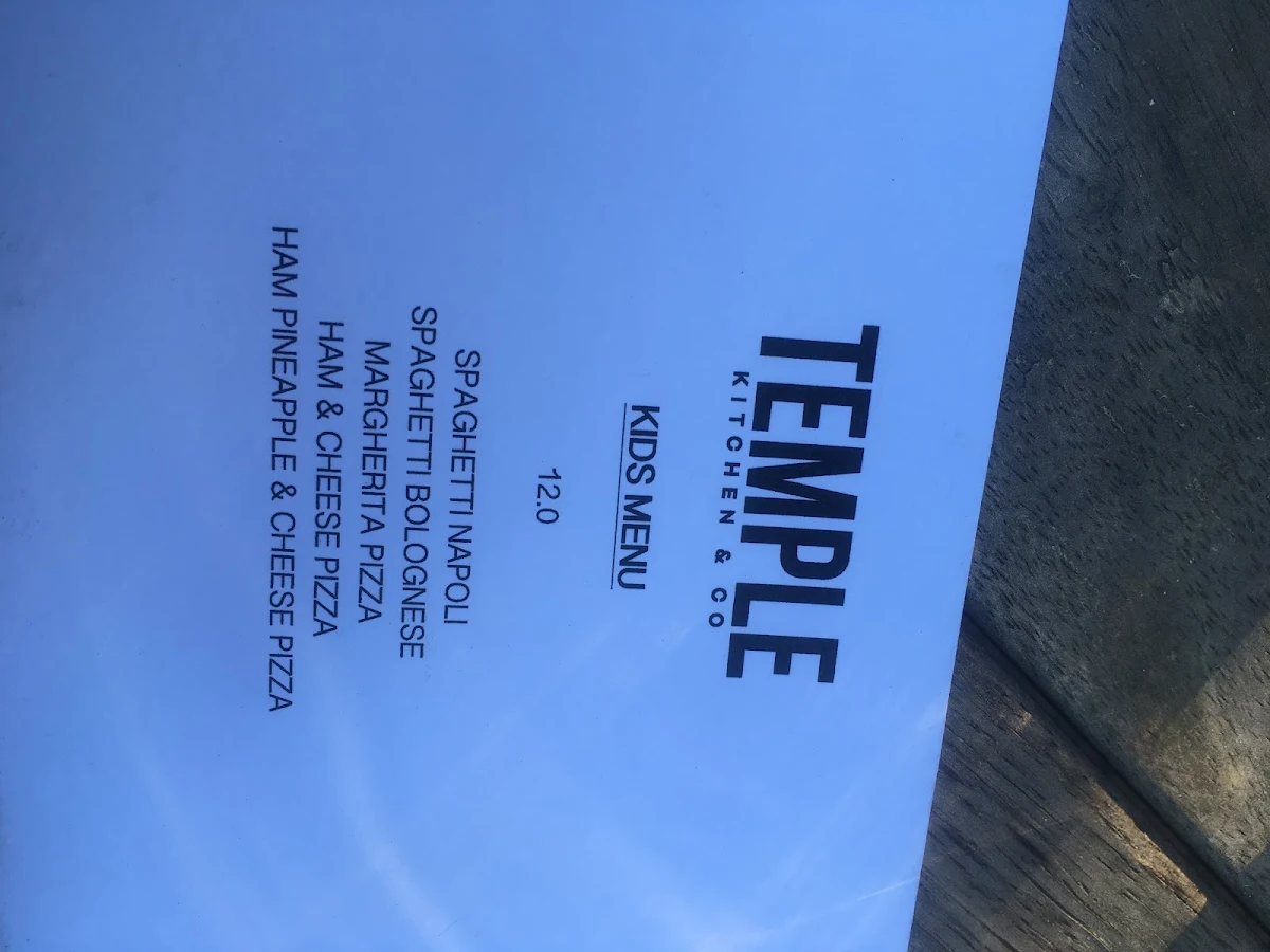 Menu, Temple Kitchen & Co