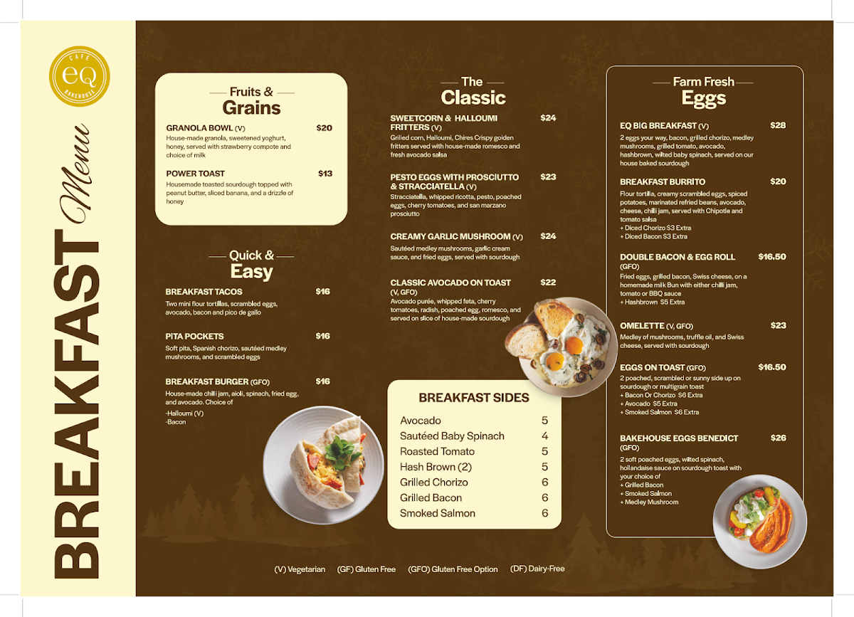 Menu, EQ Cafe & Bakehouse | Brindabella