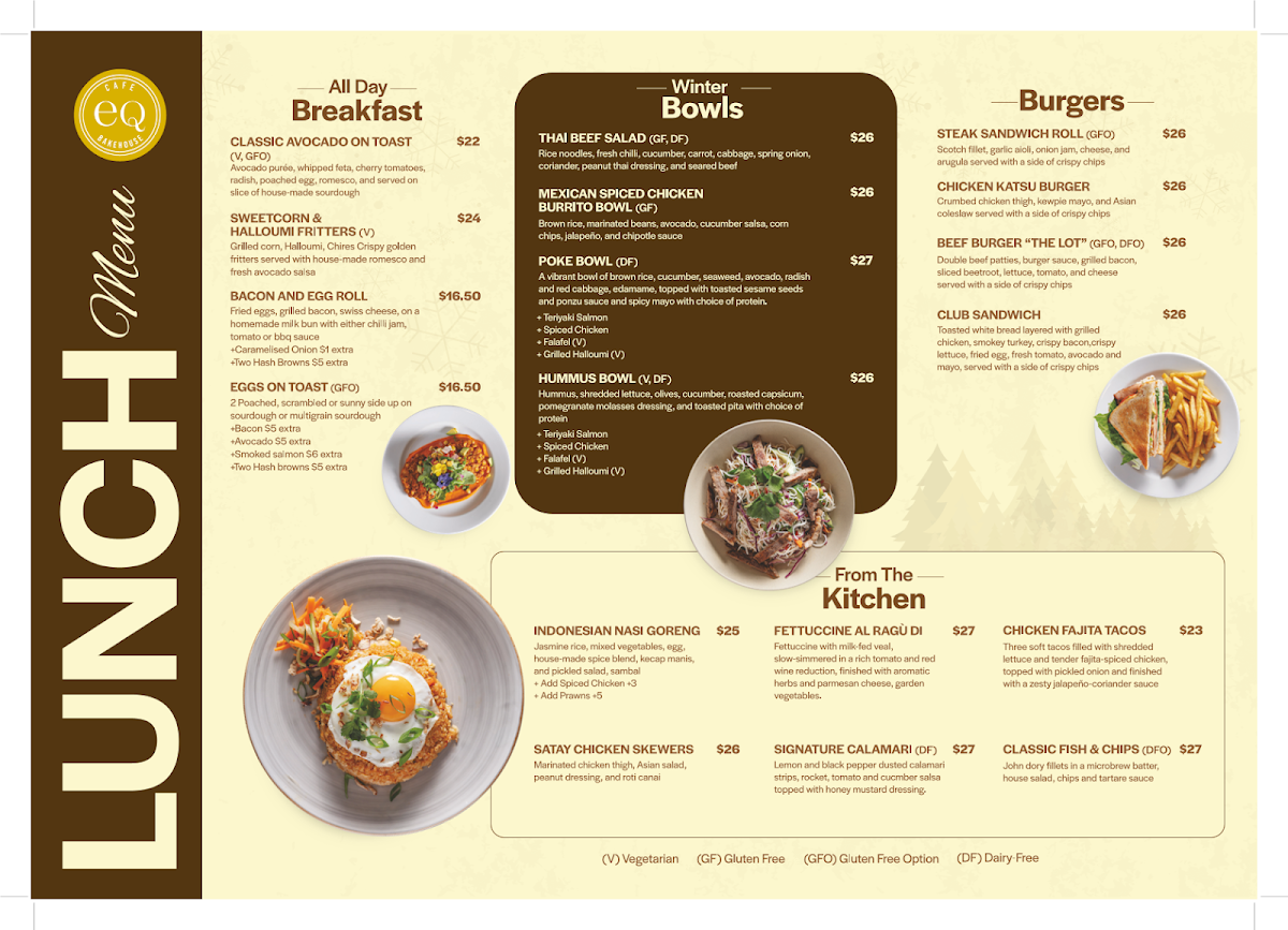 Menu, EQ Cafe & Bakehouse | Brindabella