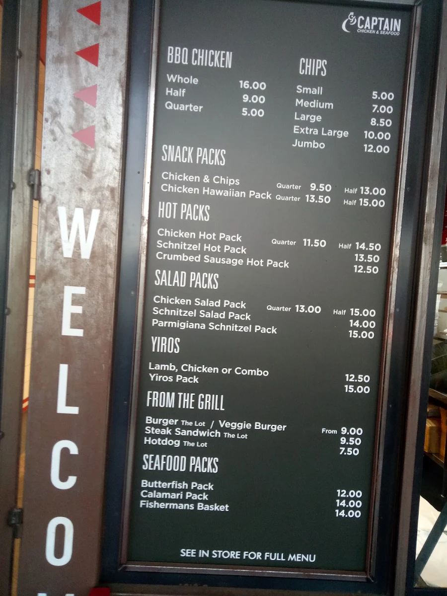 Menu, Captain Chicken & Seafood