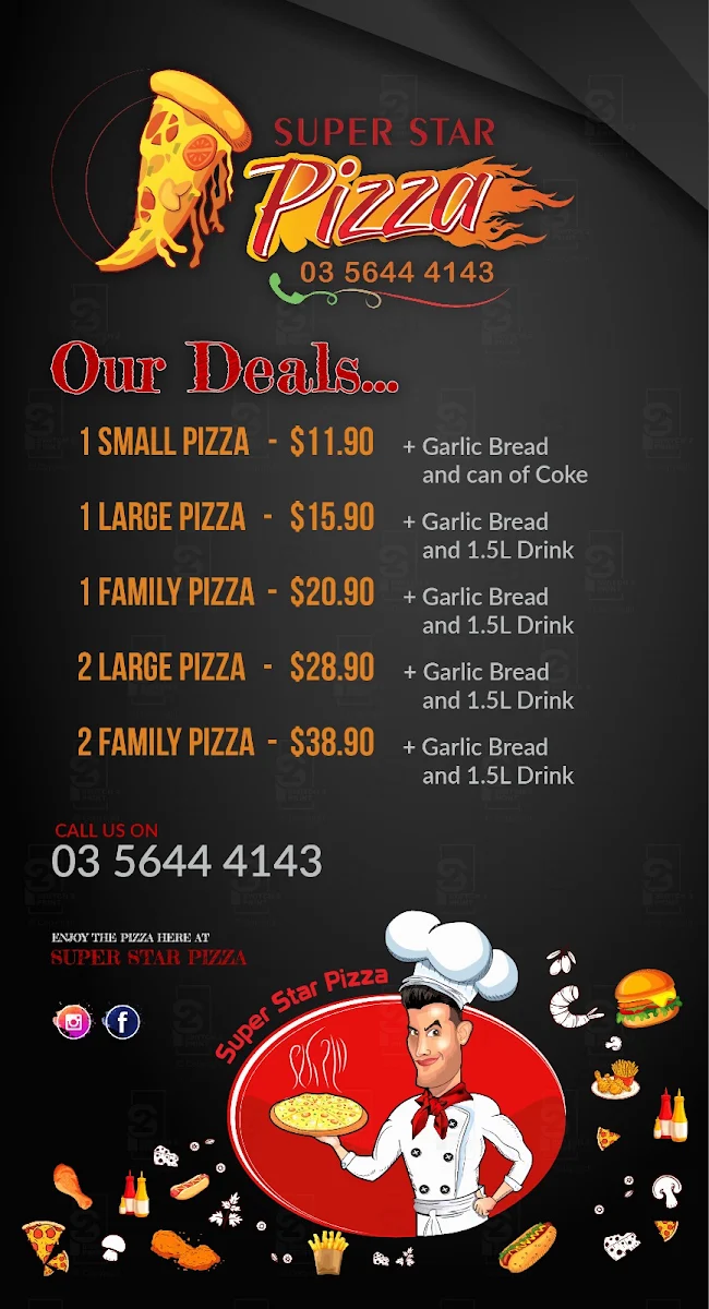 Menu, Super Star Pizza Cranbourne