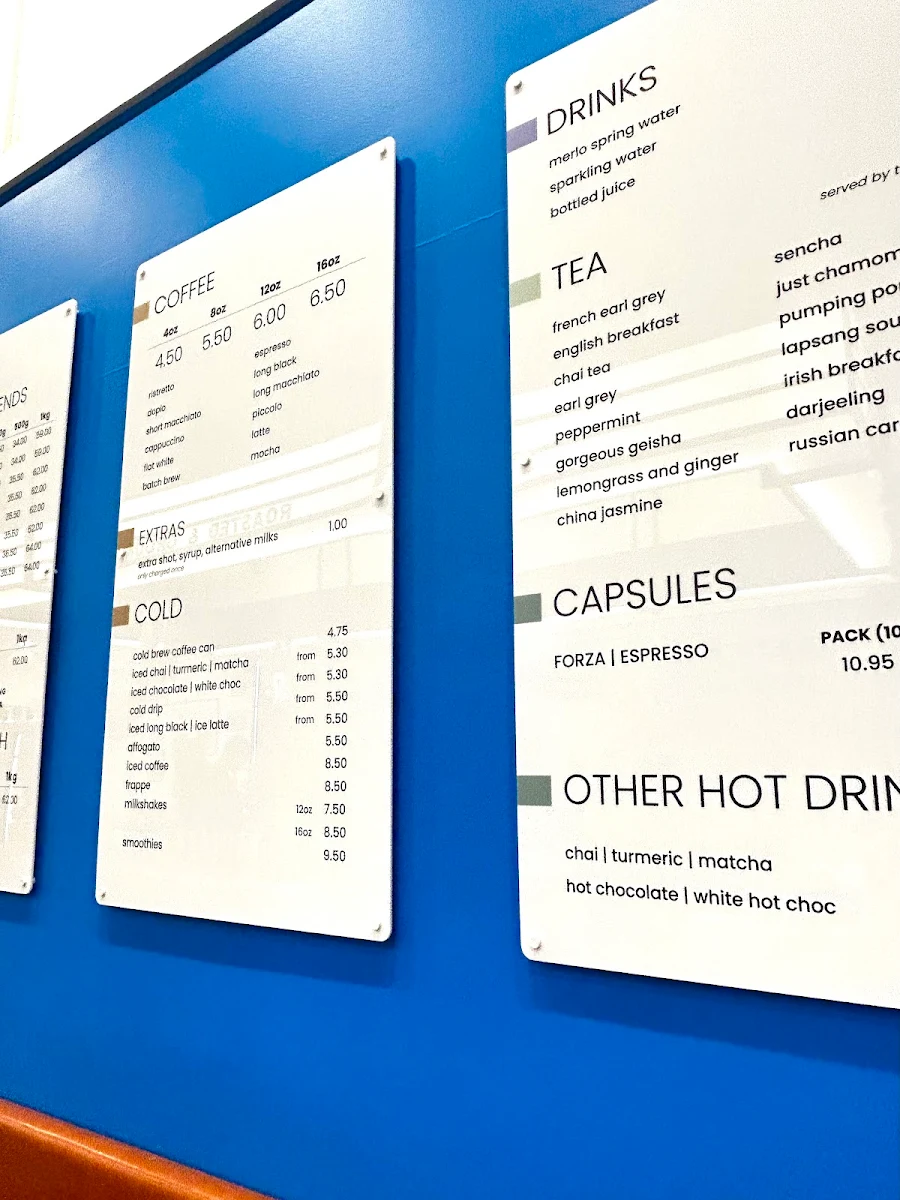 Menu, Merlo Coffee Cafe | Southport