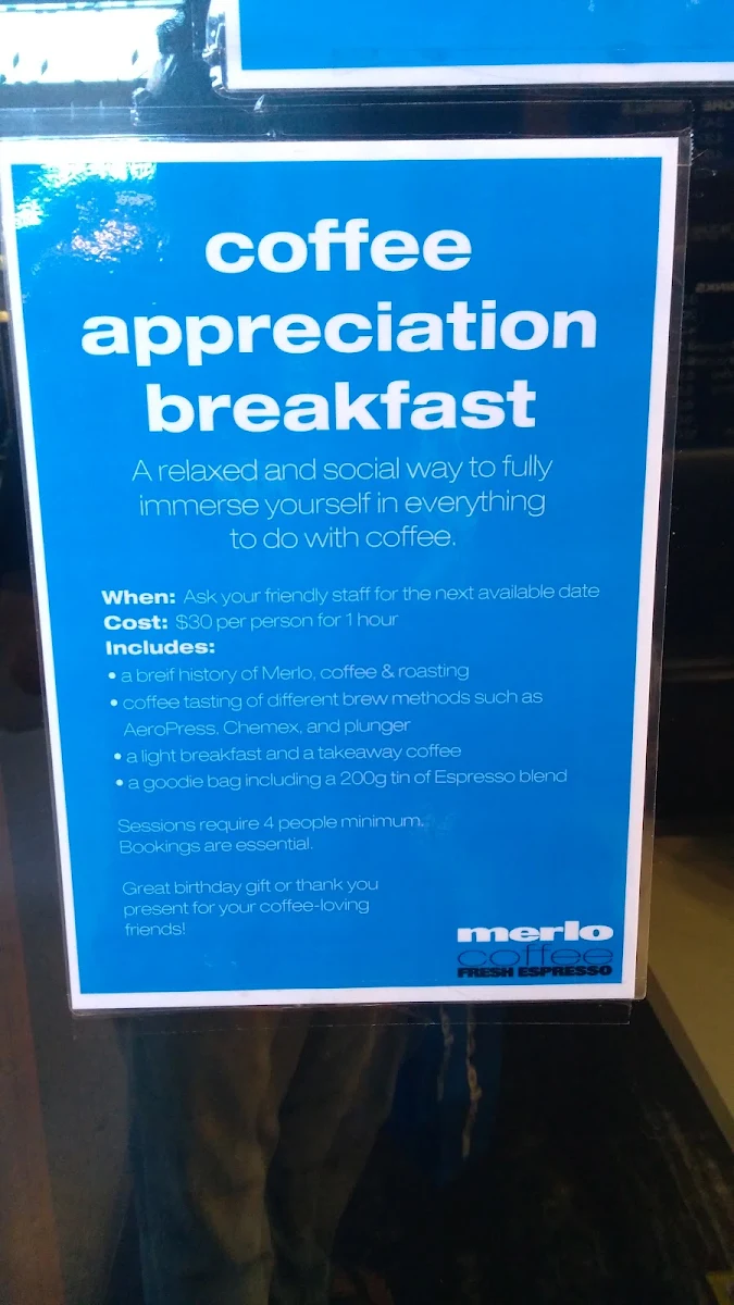 Menu, Merlo Coffee Cafe | Southport