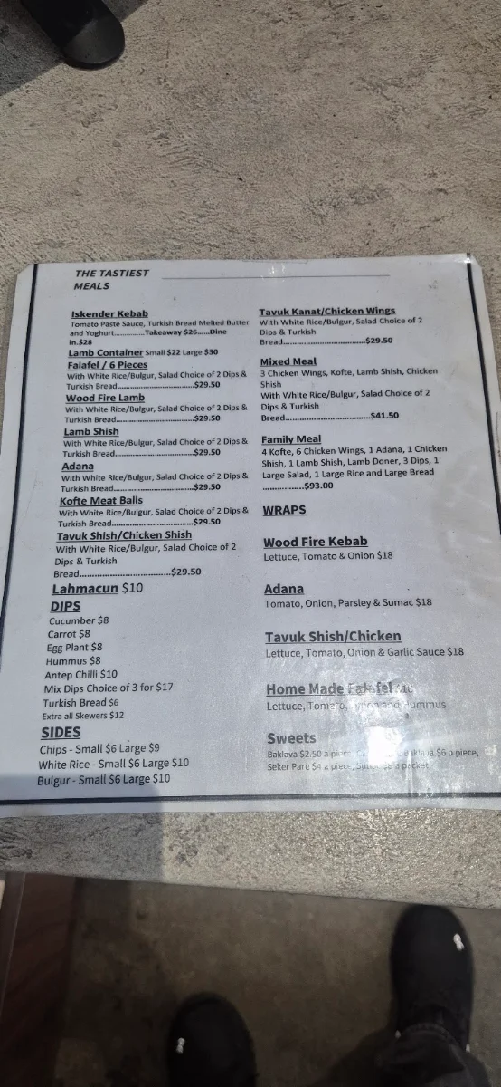 Menu, Street Food Turkey