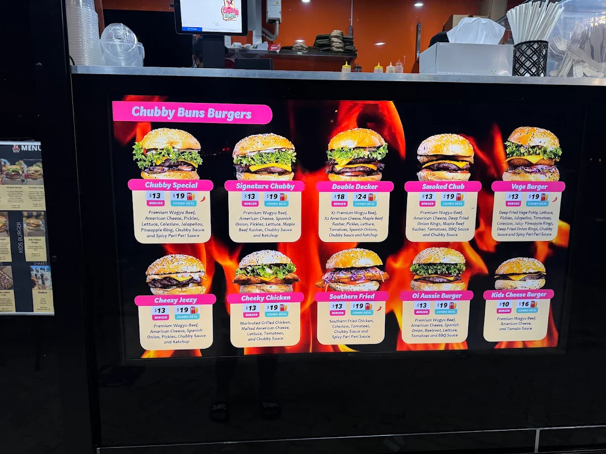 Menu, Chubby Buns Burgers Gordon