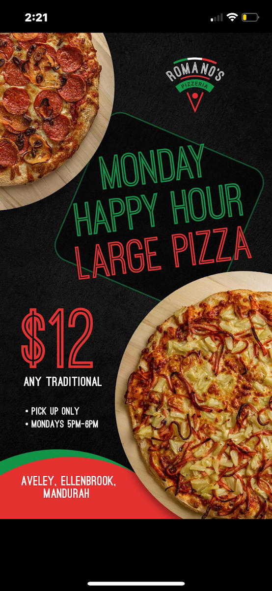 Menu, Romano's Pizzeria Mandurah