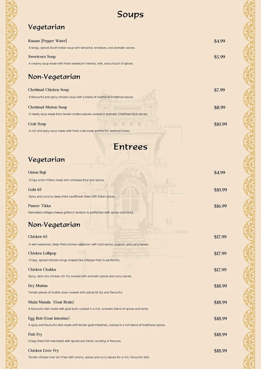 Menu, CLAYTON CHETTINADU 2.0