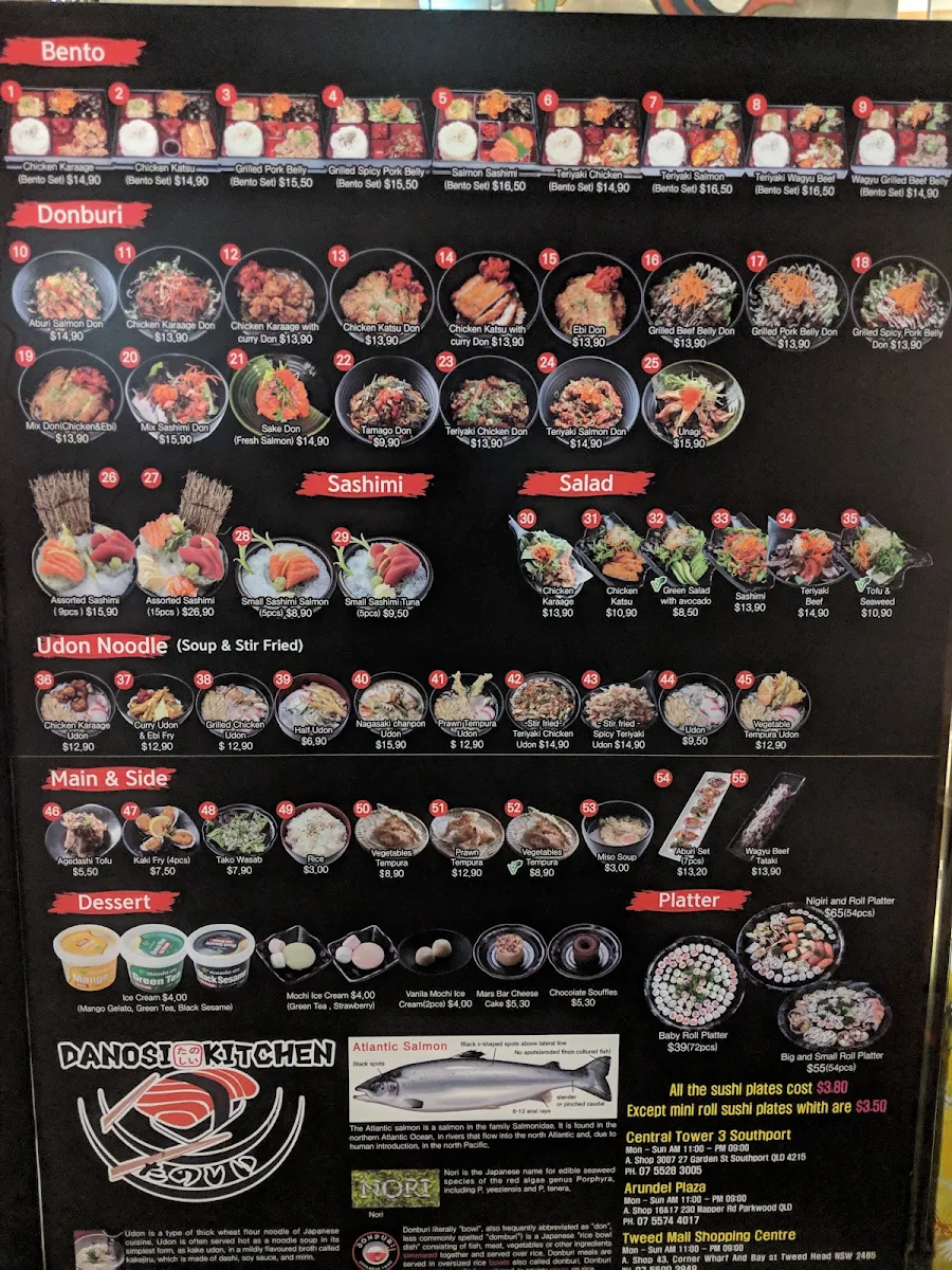 Menu, Danosi Kitchen