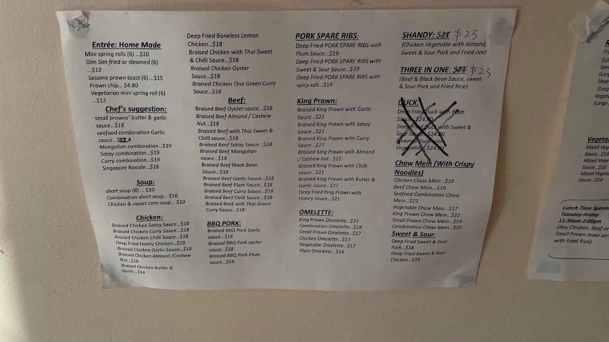 Menu, Albert Sun Chinese Takeaway