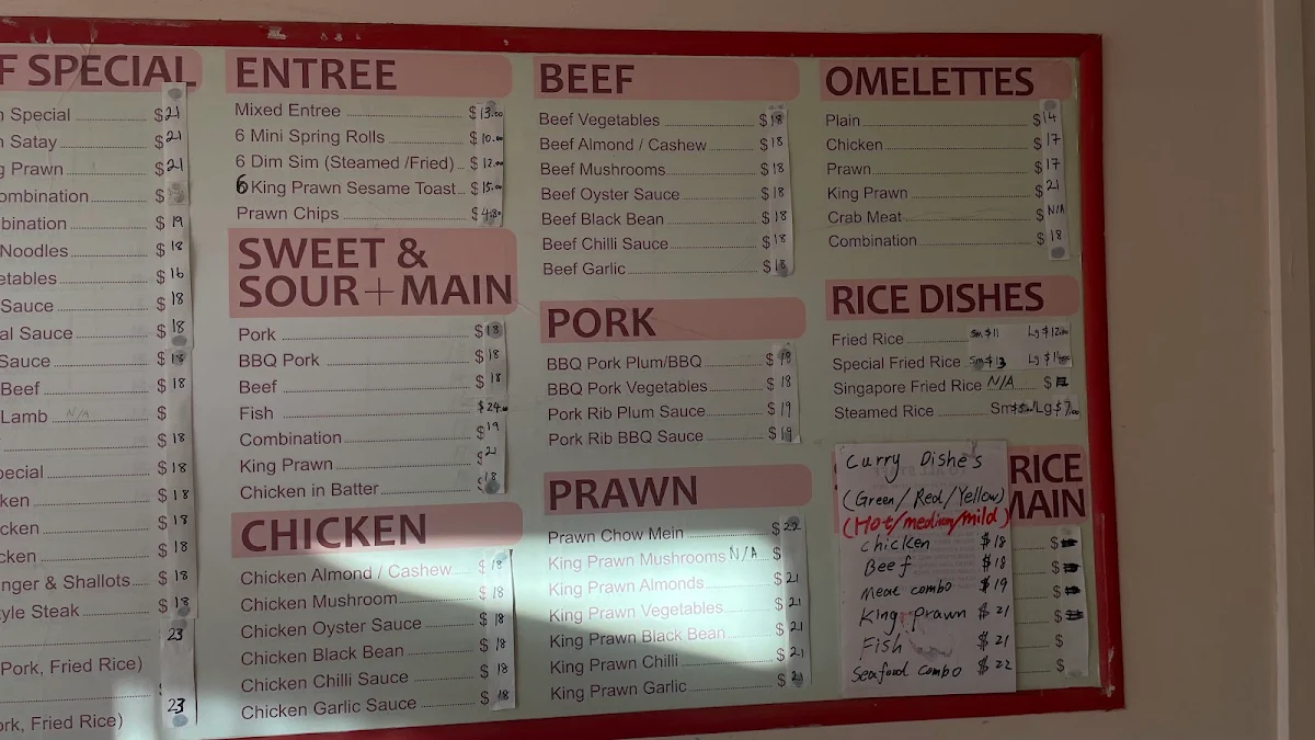 Menu, Albert Sun Chinese Takeaway
