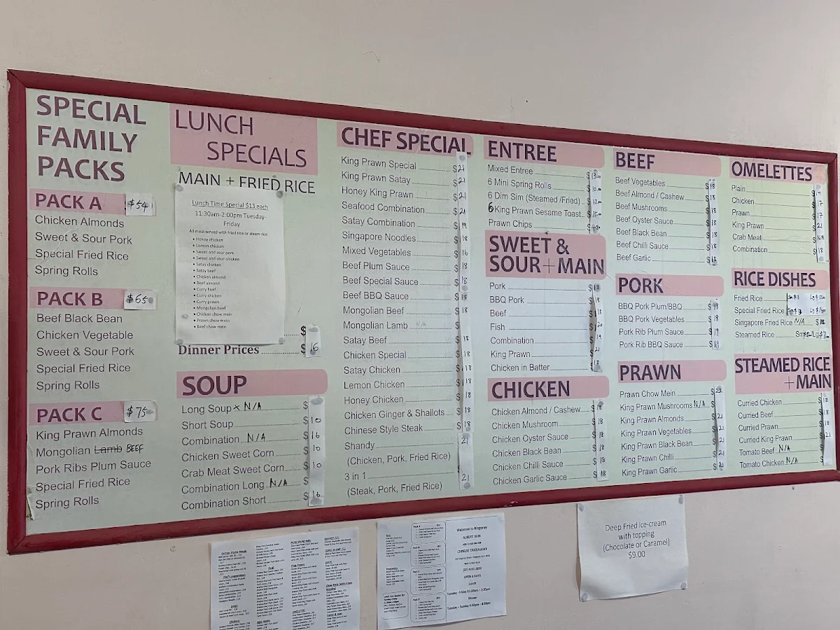 Menu, Albert Sun Chinese Takeaway