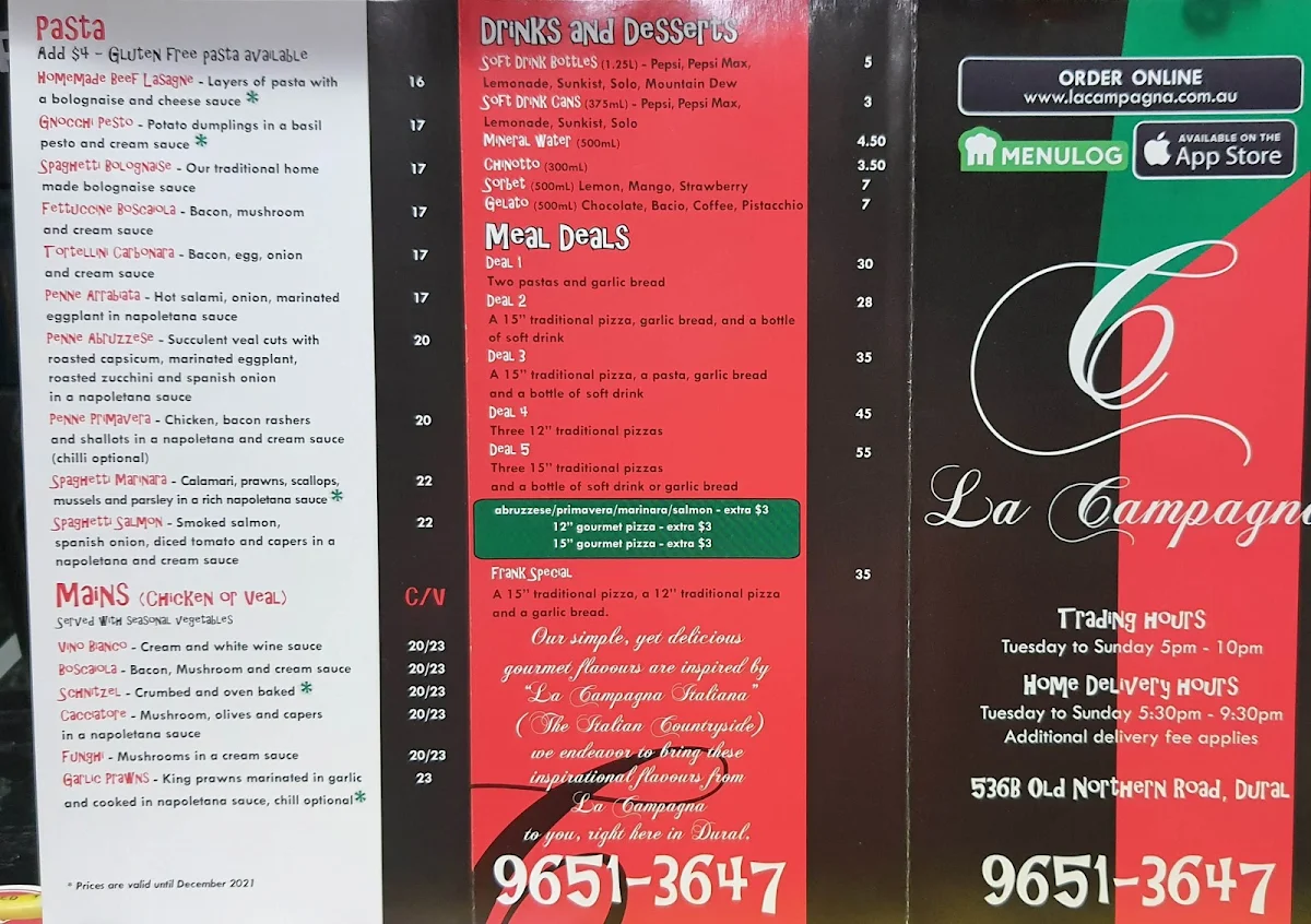 Menu, La Campagna