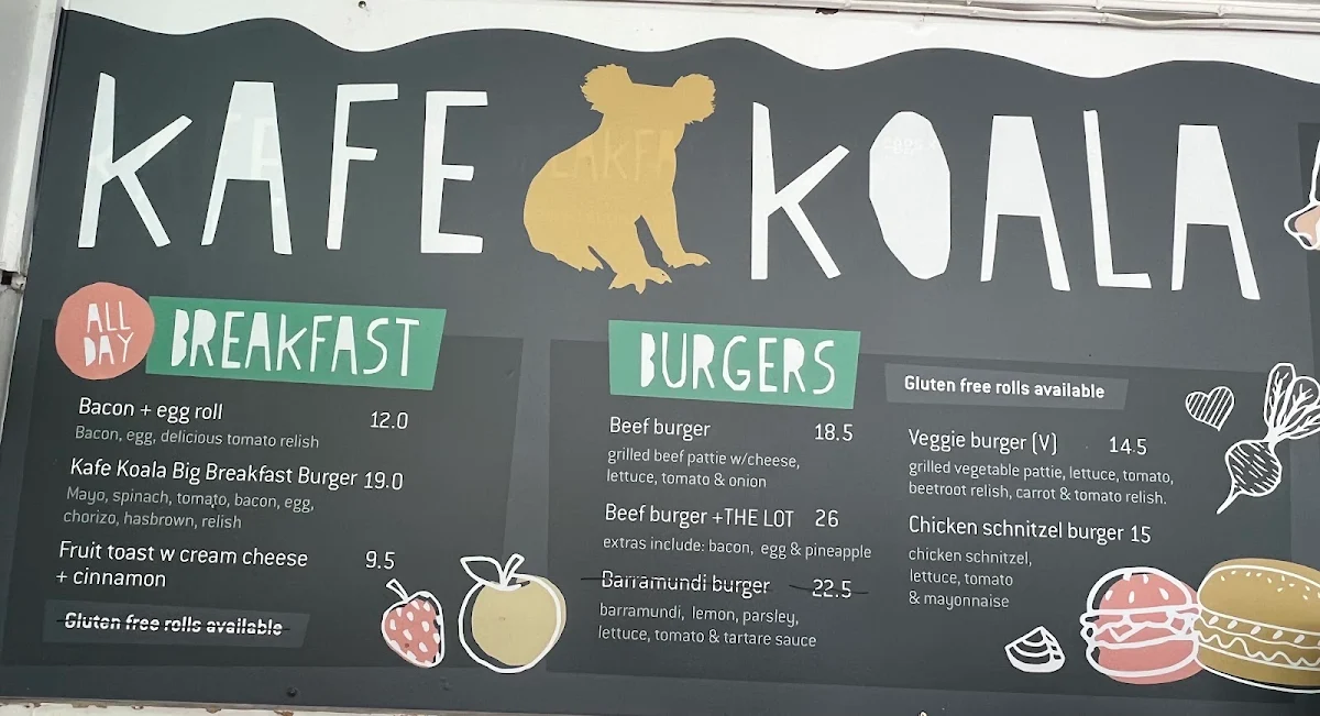 Menu, Kafe Koala