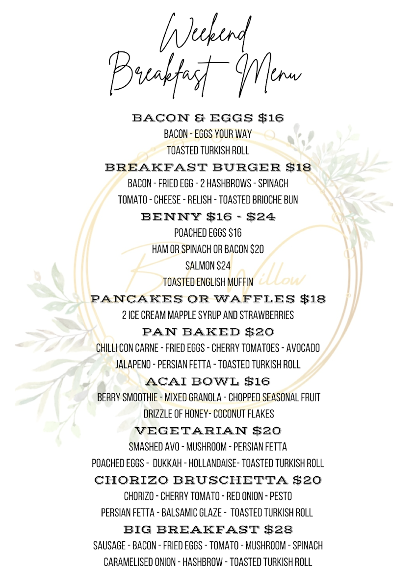 Menu, Broken Willow