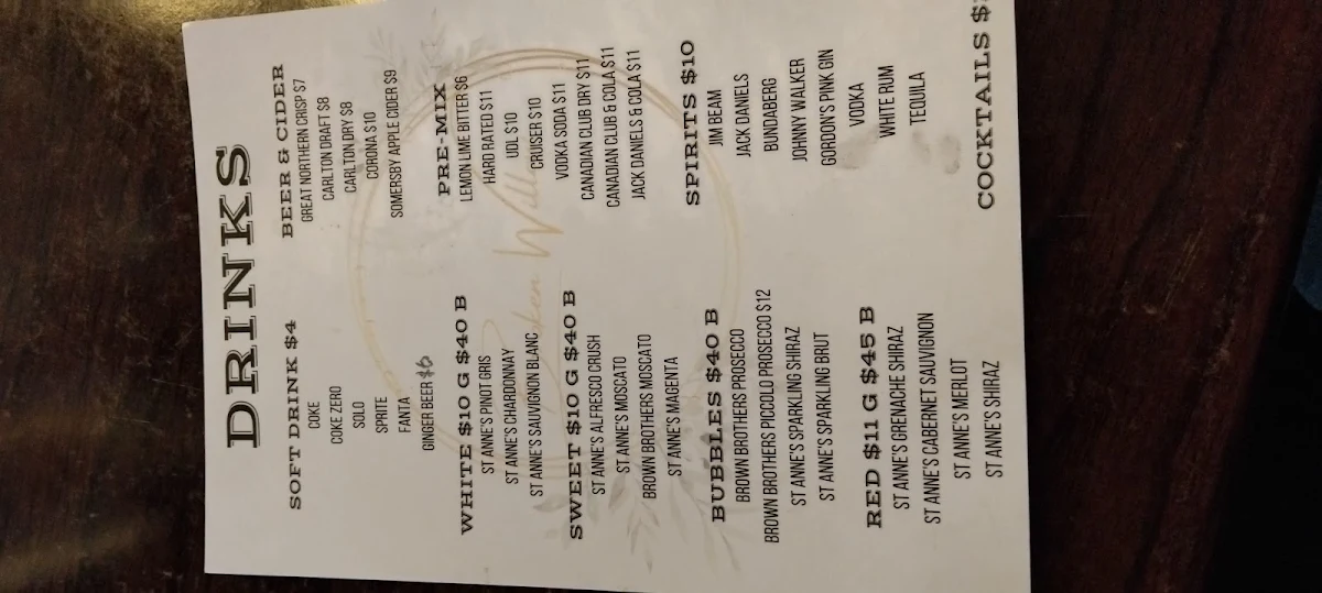 Menu, Broken Willow