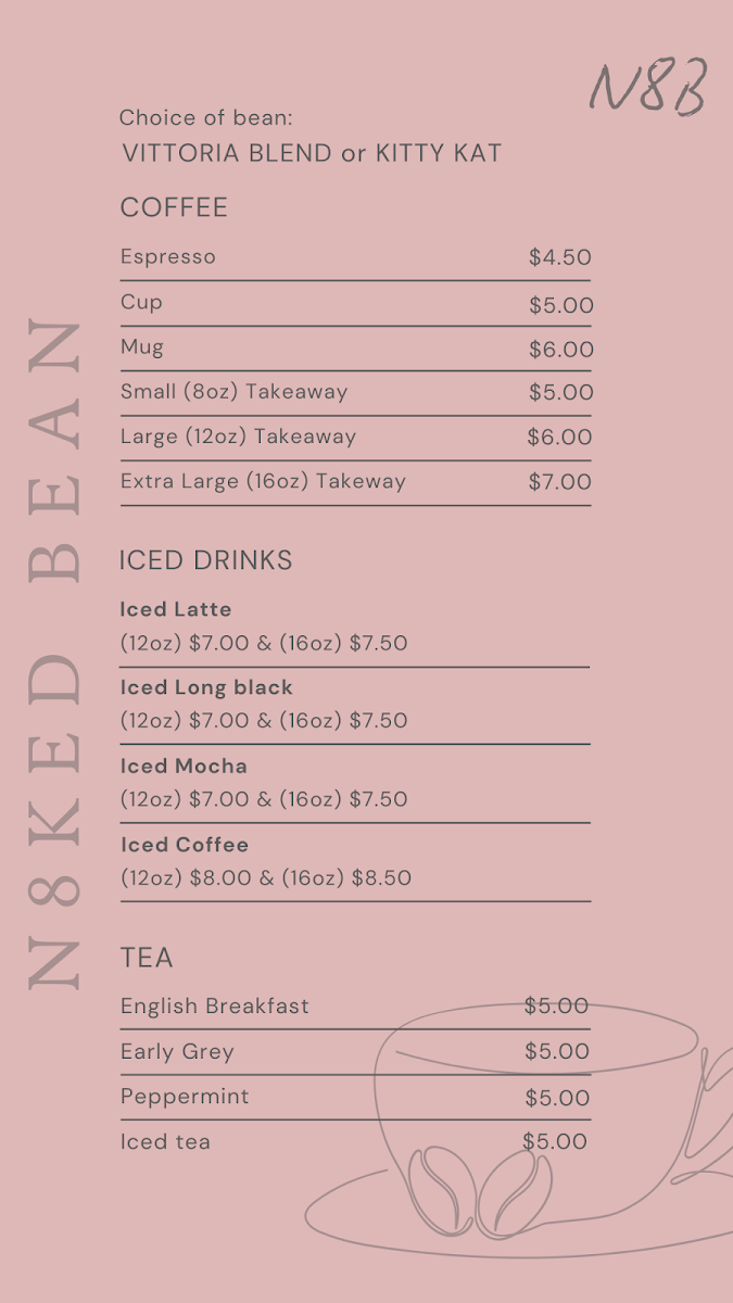 Menu, N8KED bean