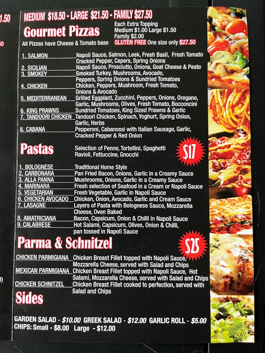 Menu, De Marconi's Pizza & Pasta