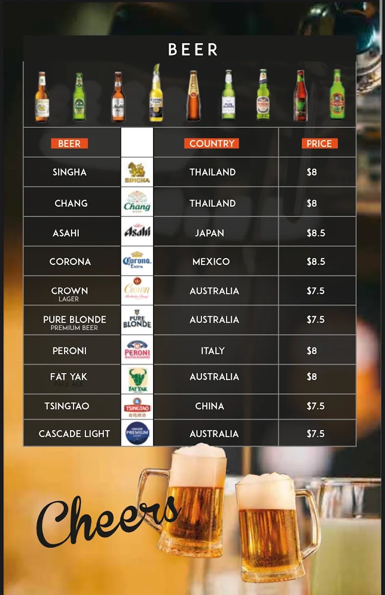 Menu, Kinn Thai Fountain Gate