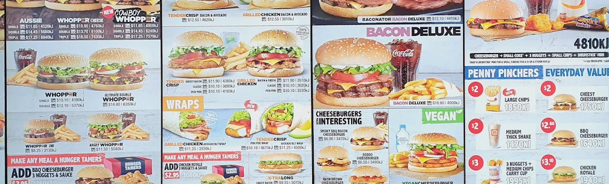 Menu, Hungry Jack's Burgers Craigieburn