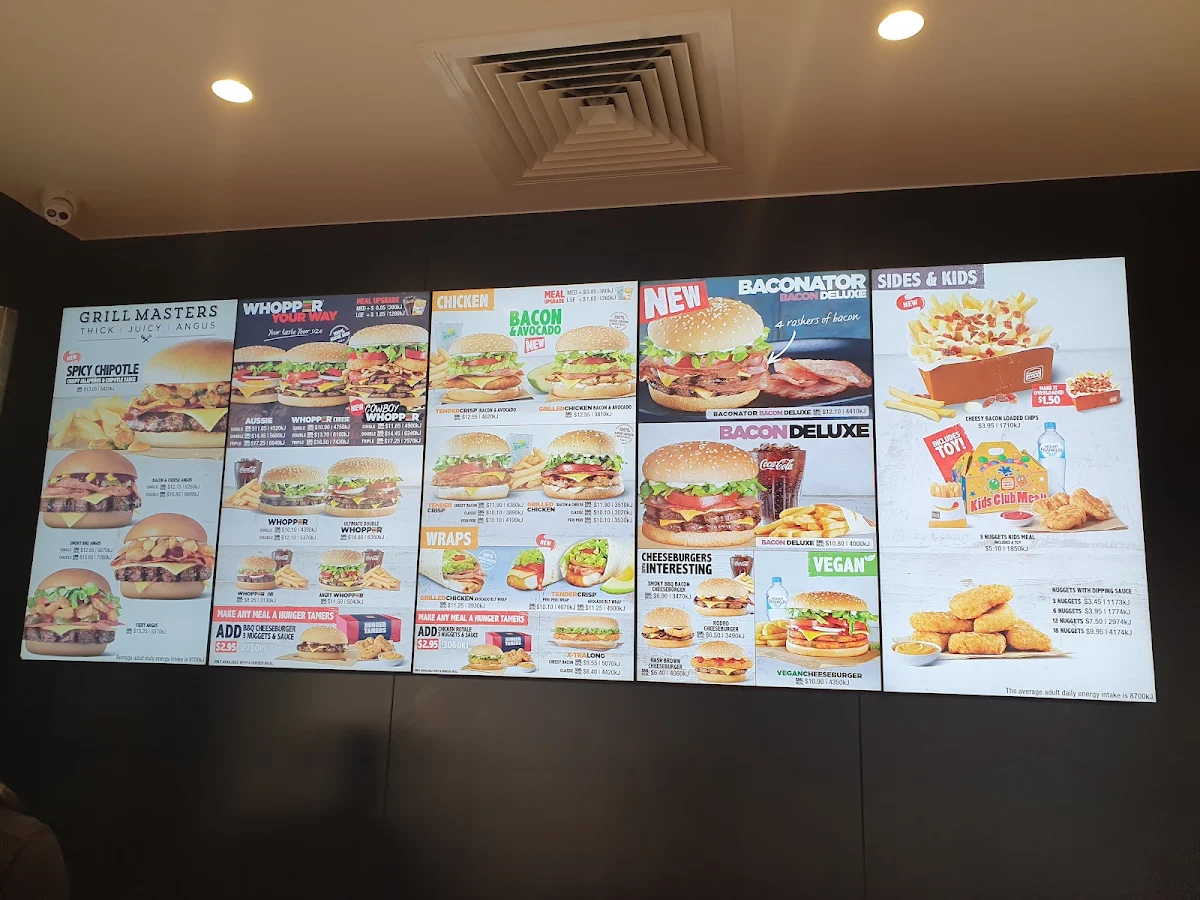 Menu, Hungry Jack's Burgers Craigieburn