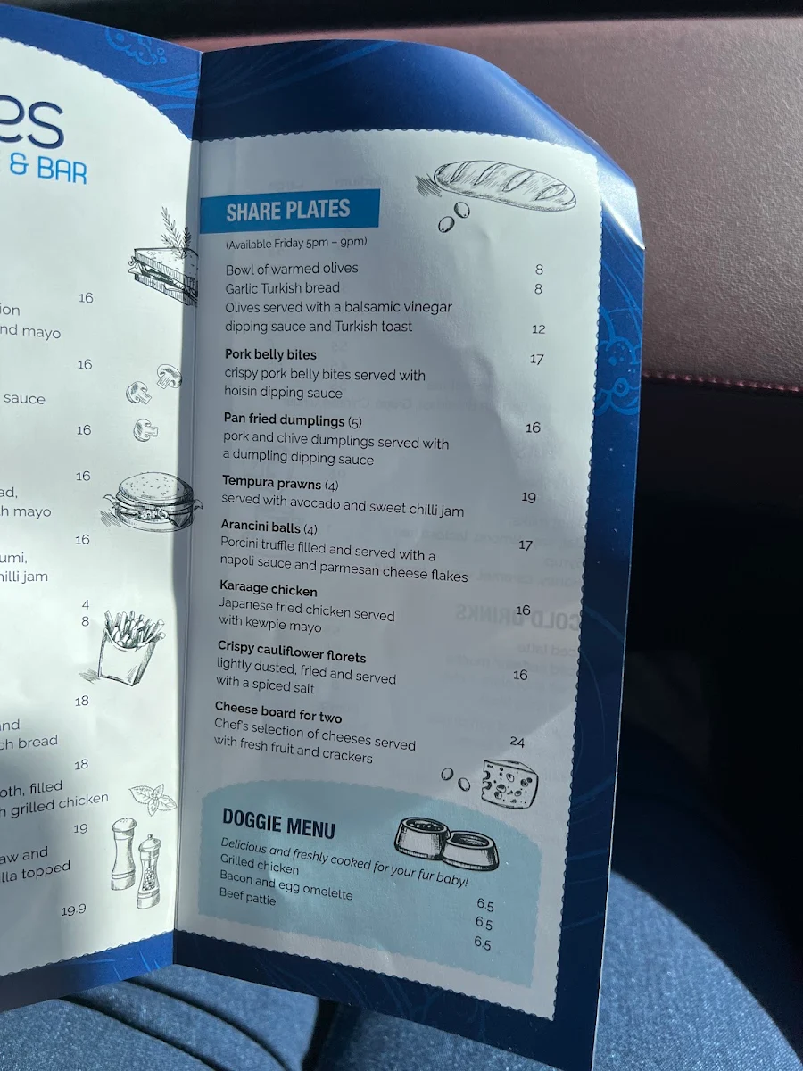 Menu, Ripples Cafe & Bar