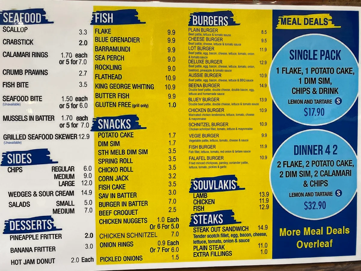 Menu, Blue Sea