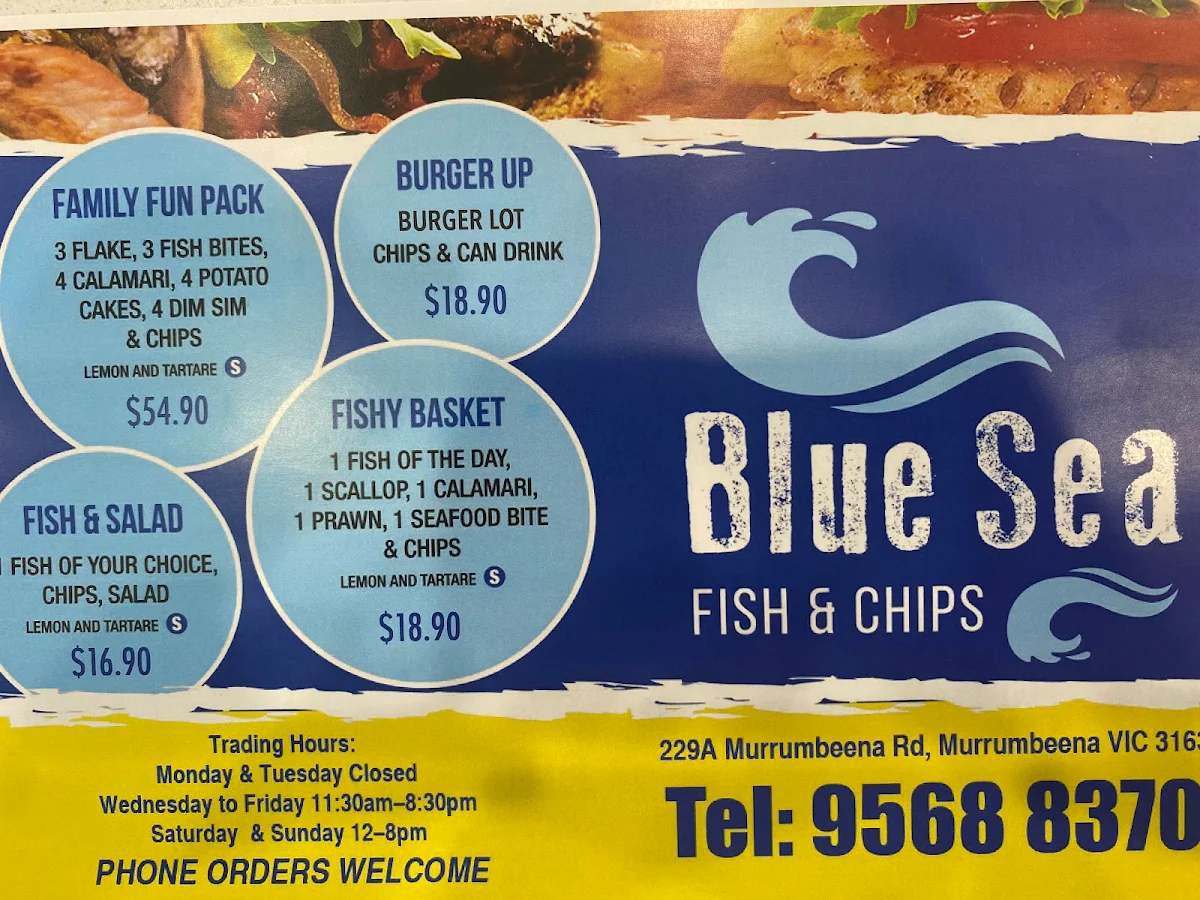 Menu, Blue Sea