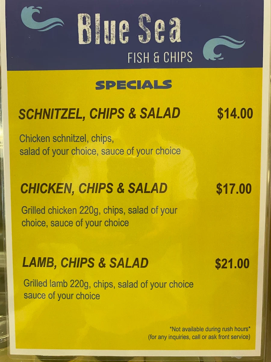 Menu, Blue Sea