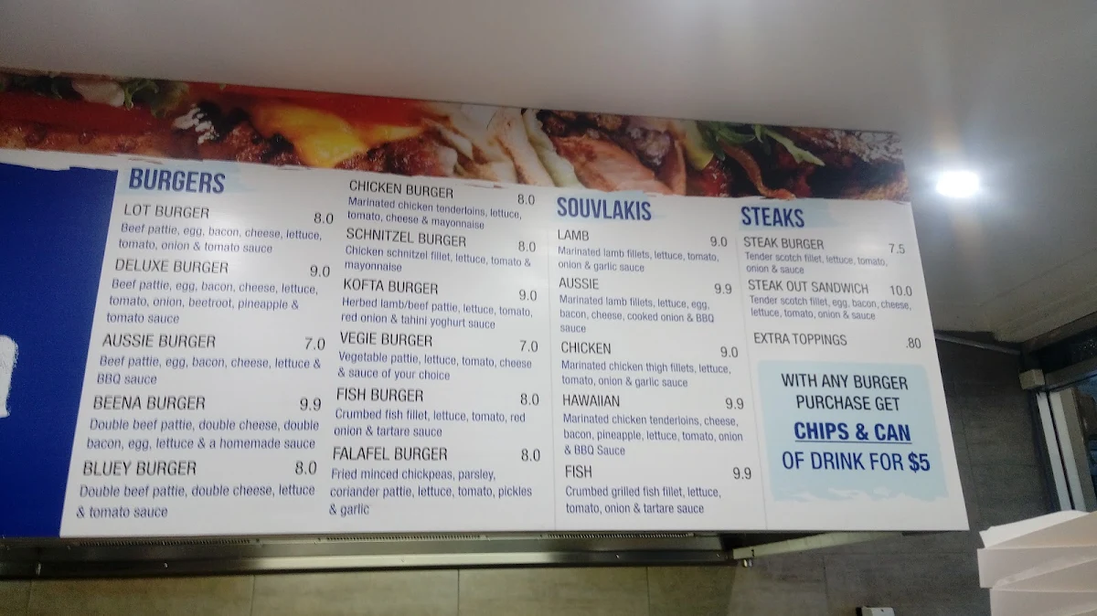 Menu, Blue Sea