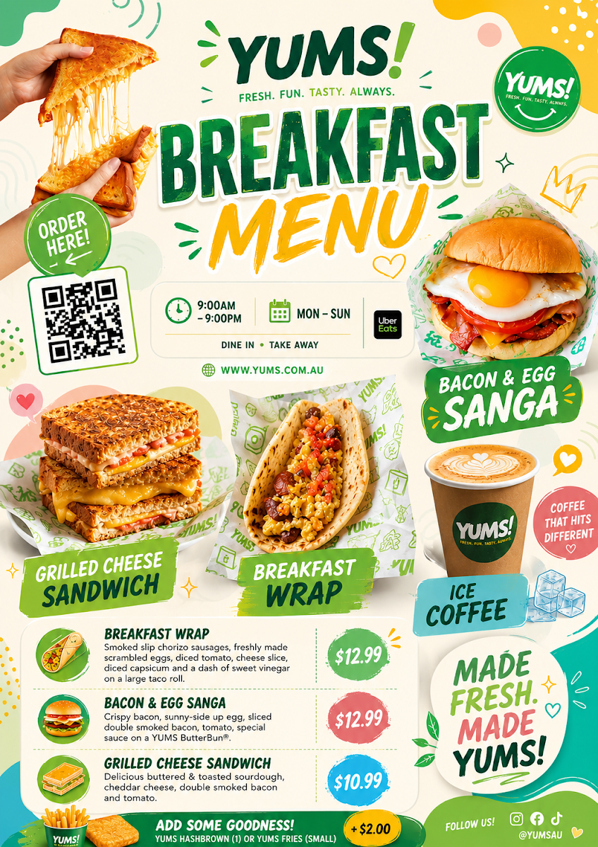 Menu, YUMS! CHICKEN - Graceville