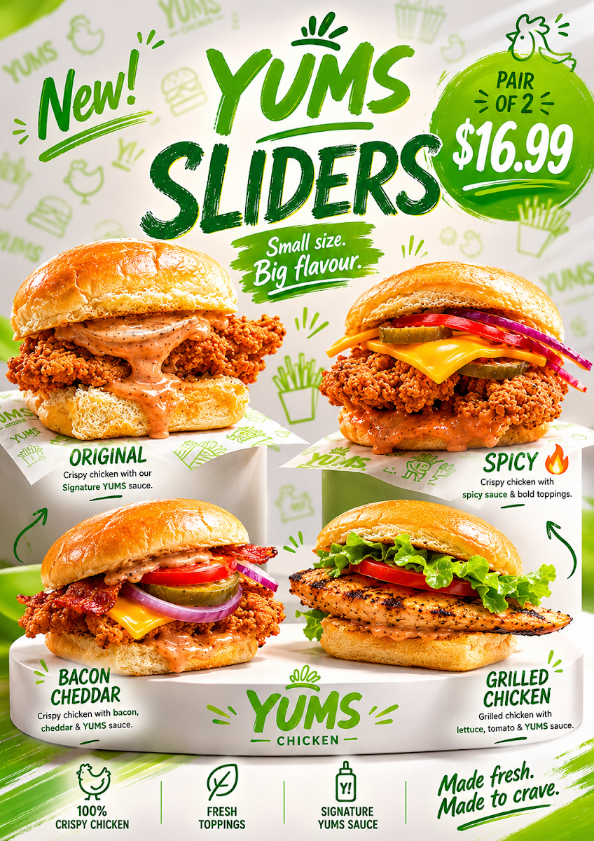 Menu, YUMS! CHICKEN - Graceville