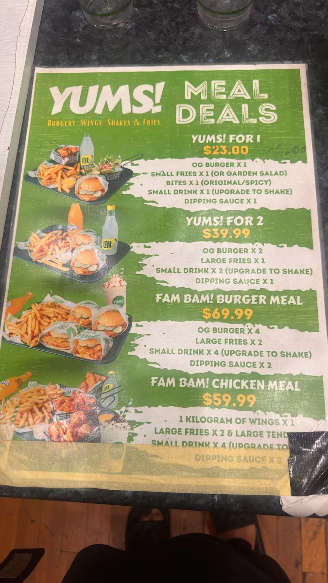 Menu, YUMS! CHICKEN - Graceville