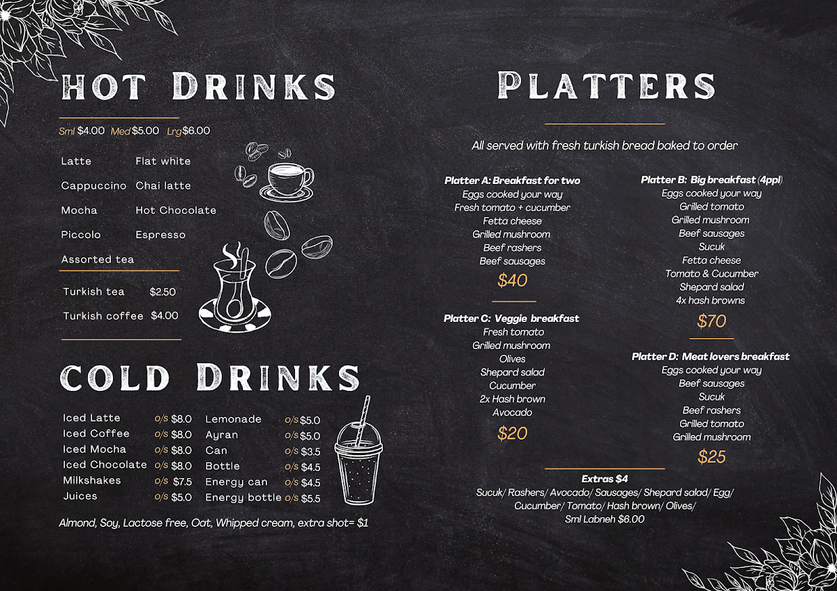 Menu, Sahara Cafe & Grill Casula