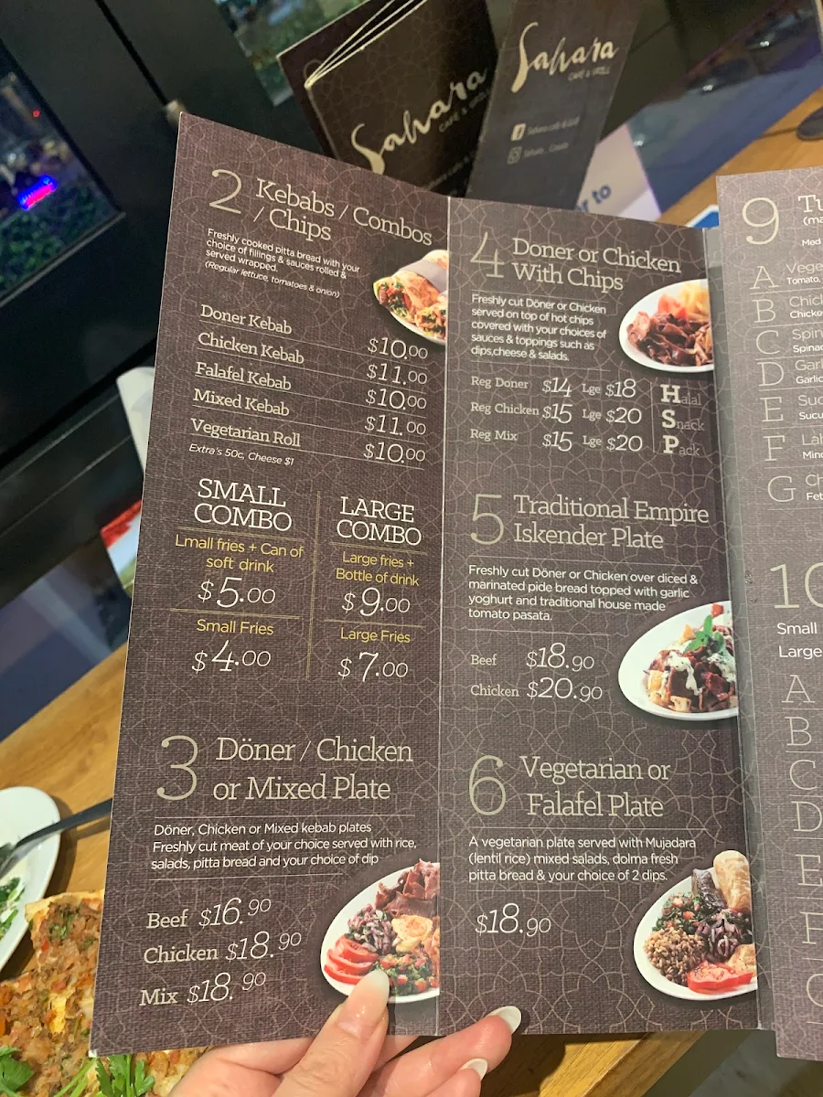 Menu, Sahara Cafe & Grill Casula