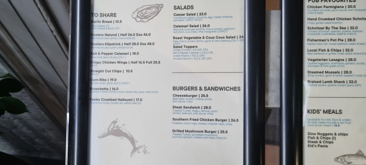 Menu, Great Southern Inn Hotel