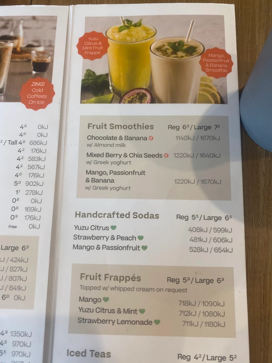 Menu, Common Coffee Surfers Paradise