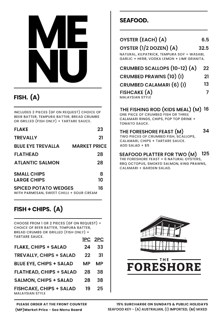 Menu, The Foreshore