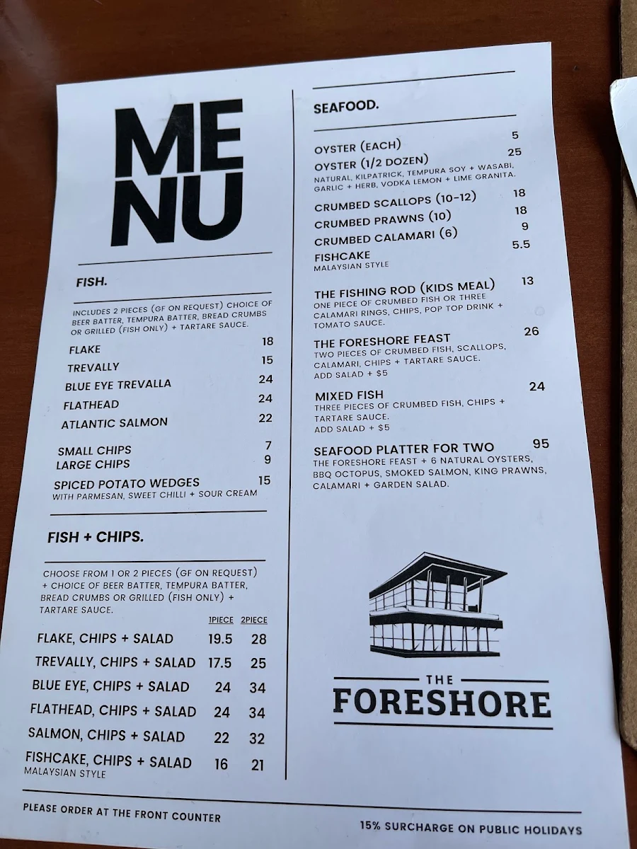 Menu, The Foreshore