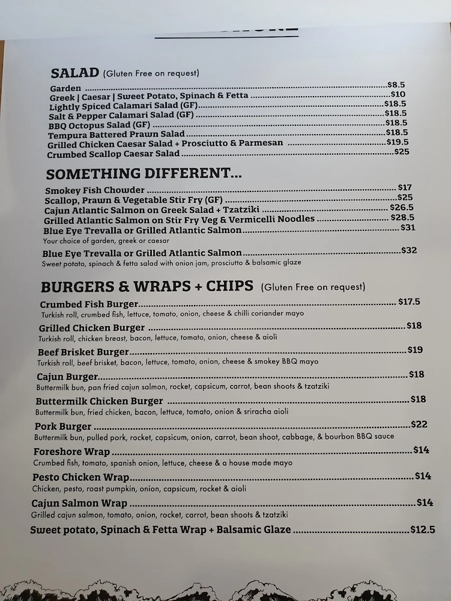 Menu, The Foreshore