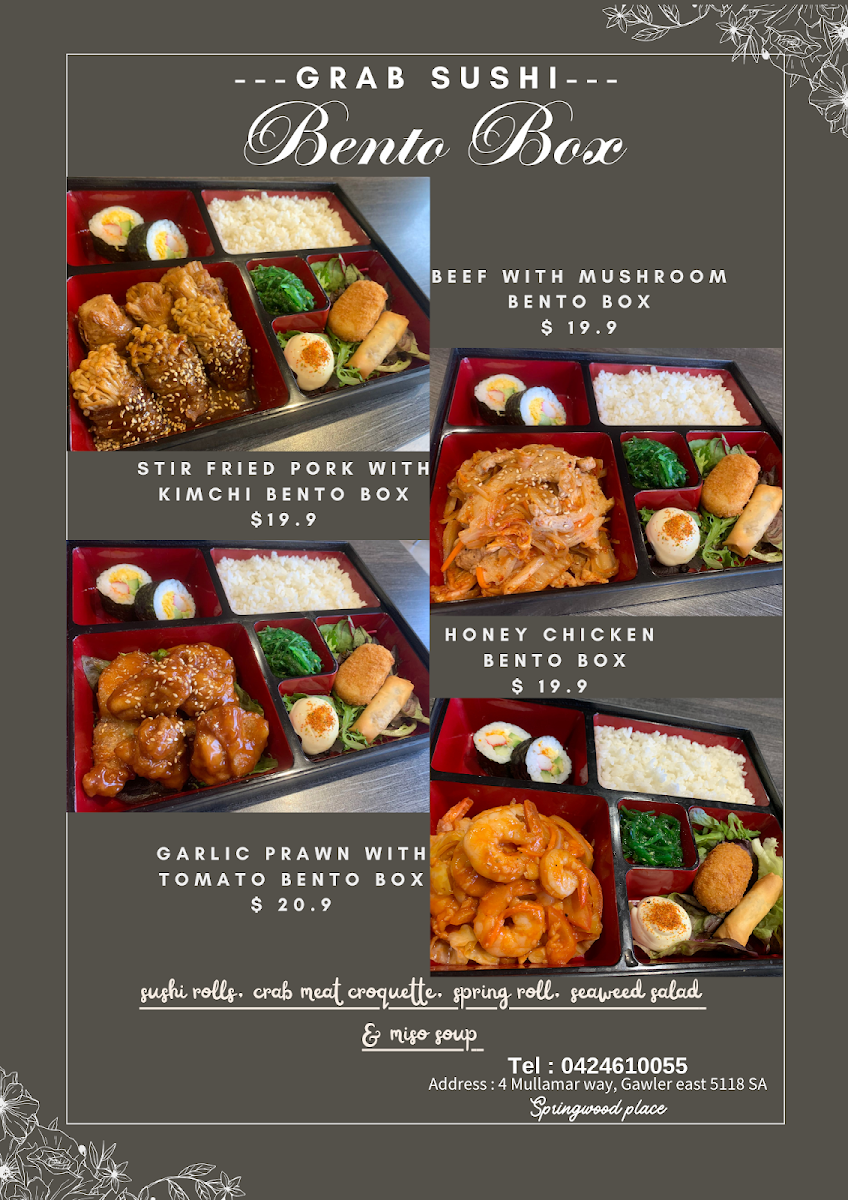 Menu, Grab Sushi Gawler
