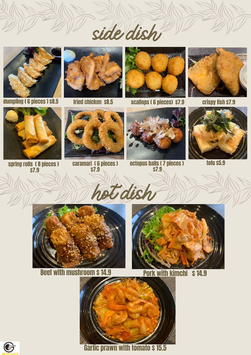 Menu, Grab Sushi Gawler