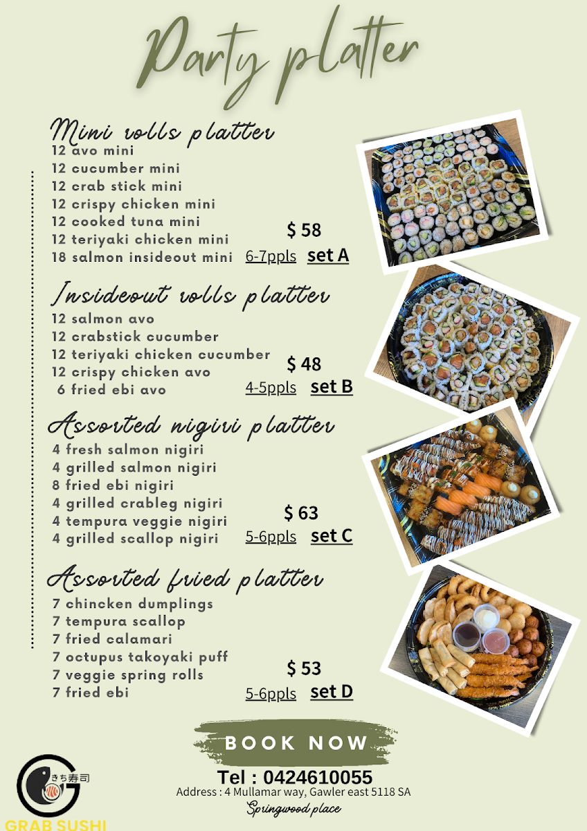 Menu, Grab Sushi Gawler