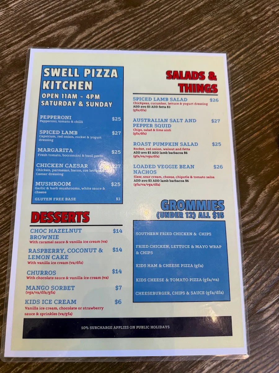 Menu, Swell Brewing Co. Taphouse & Brewery
