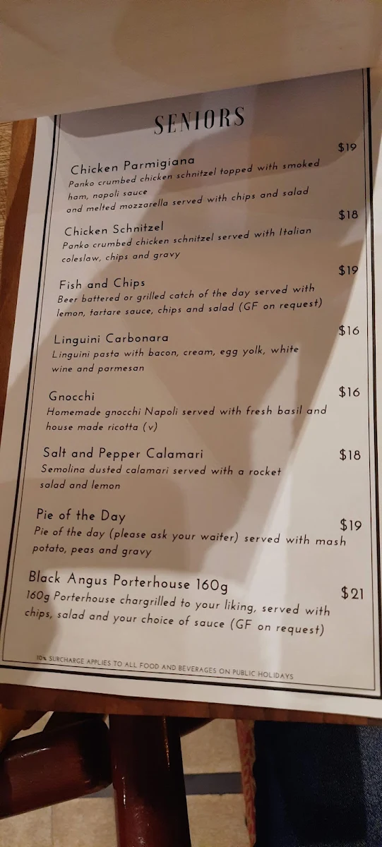 Menu, Racecourse Hotel