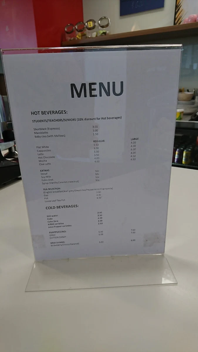 Menu, Cafe Ink