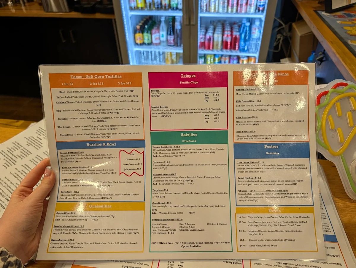 Menu, Arriba Cantina