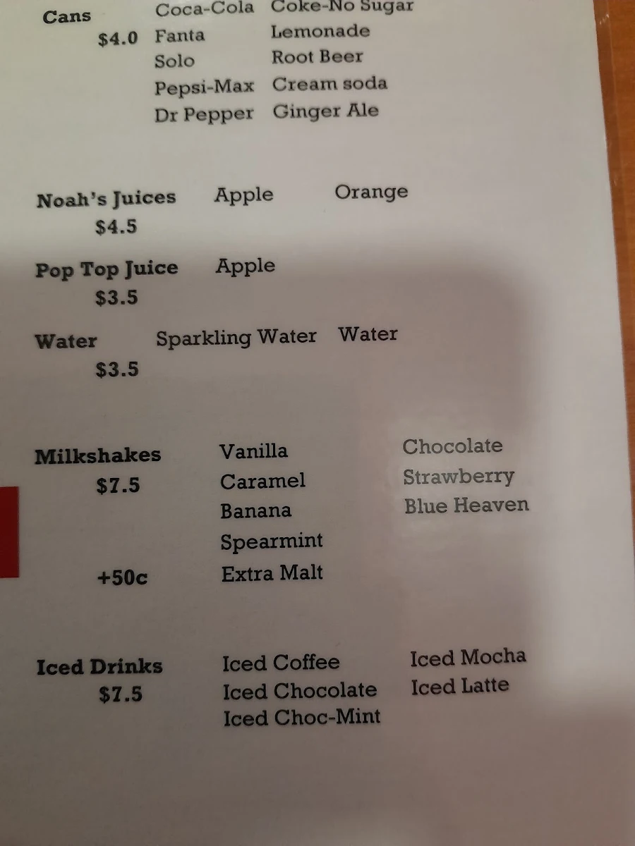 Menu, Arriba Cantina