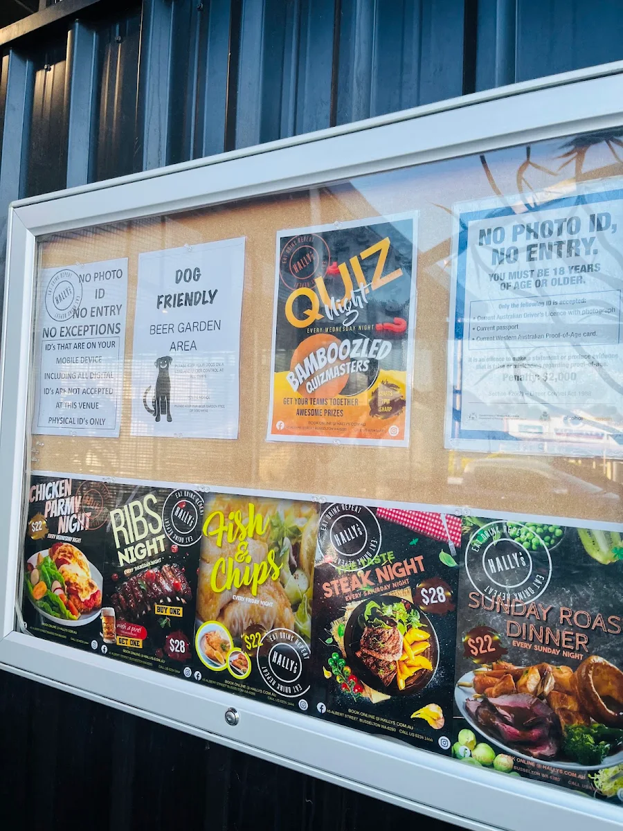 Menu, The Boundary Pub