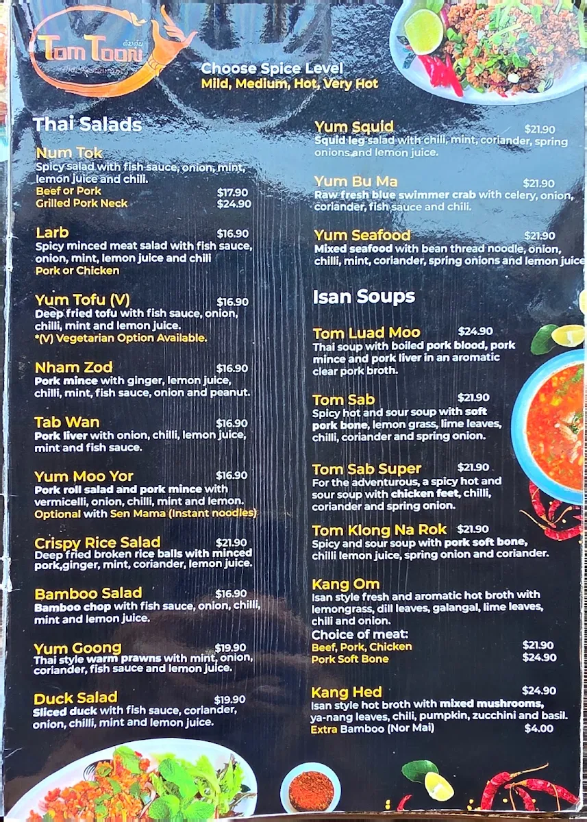 Menu, Tom Toon