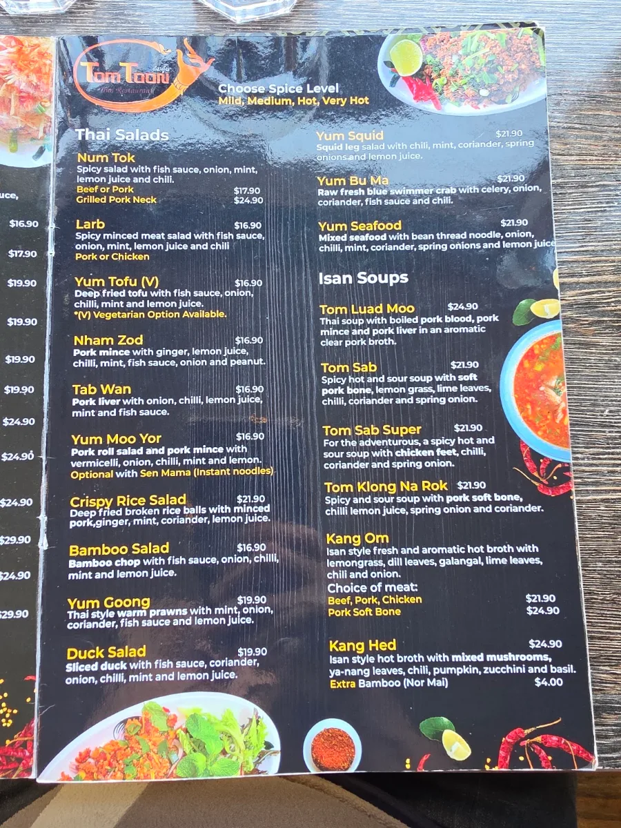 Menu, Tom Toon